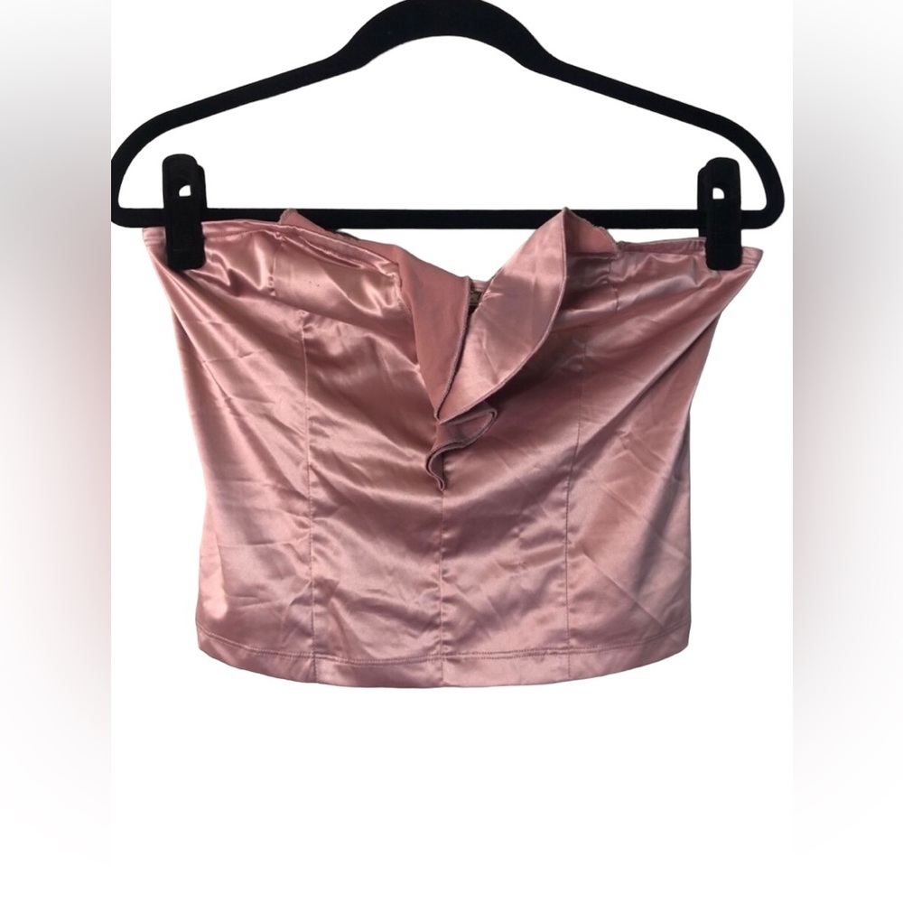 Intimately Free People Light Pink Satin Ruffled Sleeveless Strapless Size Small